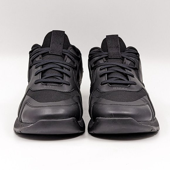 BOSS Men Panelle low-top Black Leather Athletic Lace up sneakers sz 11US EUR 44 - Picture 8 of 11